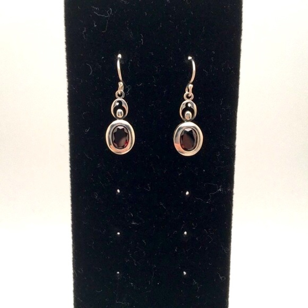 Dark Cherry and 925 Stamped Silver Vintage Lucas Lameth Necklace and Earrings - Picture 8 of 16